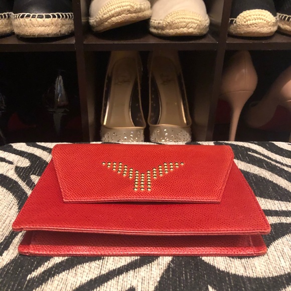 Authentic Yves Saint Laurent YSL red orange clutch - Picture 3 of 8